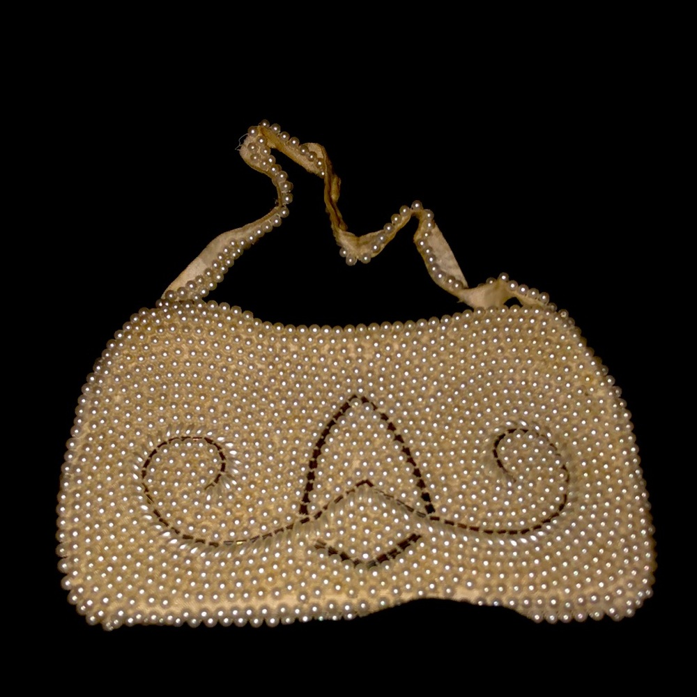 Small vintage arr deco faux pearl beaded pursepurse